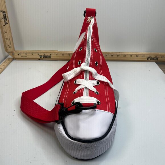 Red Sneaker Bag Canvas Purse Unique Shoe Design Adjustable Strap Handbag - Picture 3 of 5
